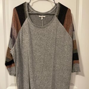 Maurices sweater with striped sleeves